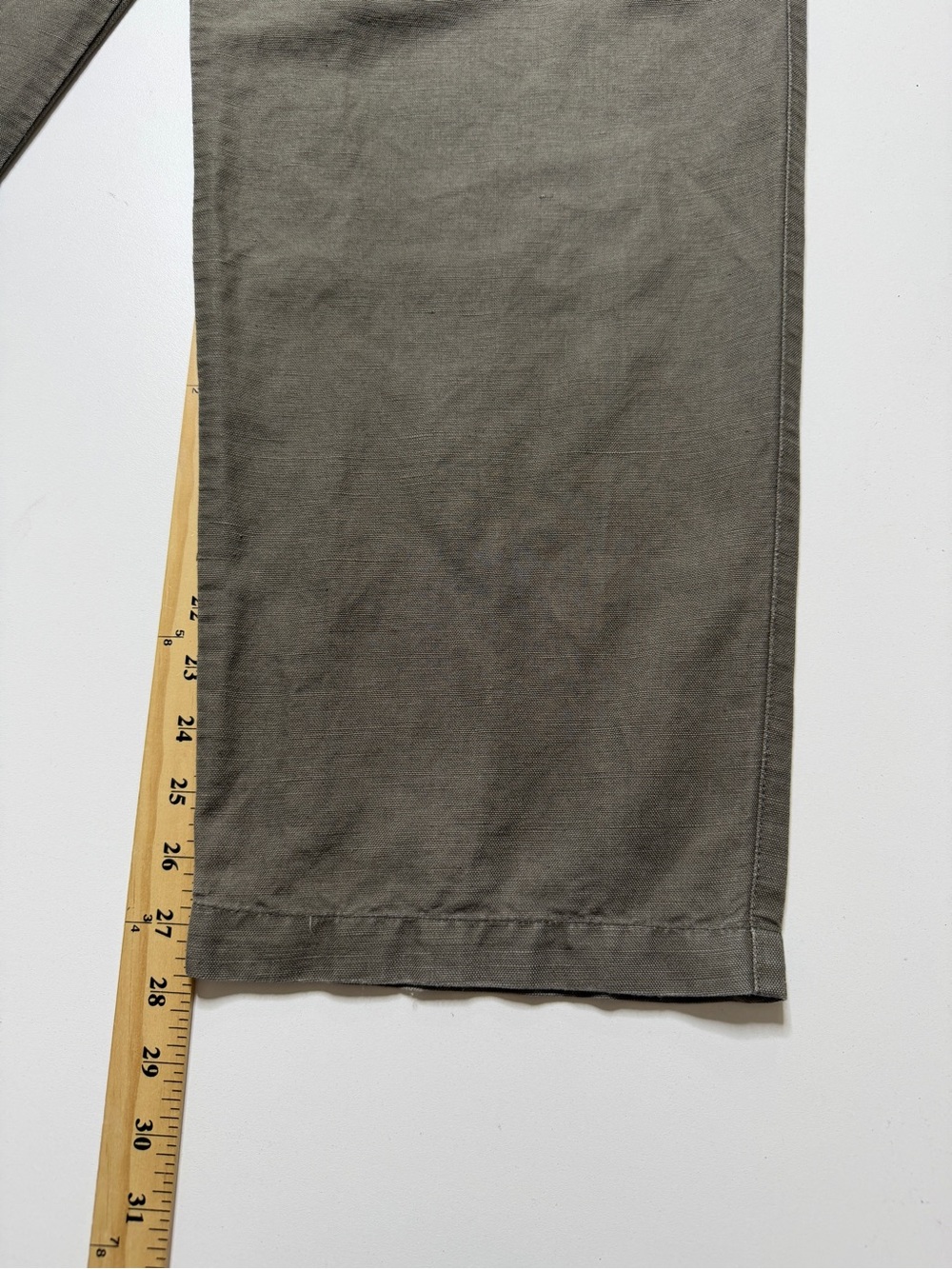 Vintage Eddie Bauer Linen Pleated Chinos Trousers Pants Mens W33 Light Olive 90s - Picture 6 of 7